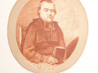 Kopf der entsprechenden Marienfigur, zerstört während der Französischen Revolution